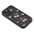 iPhone 15 Stilfuldt stødsikkert TPU cover med forhøjede kanter - sort / Kirsebær