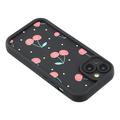 iPhone 15 Stilfuldt stødsikkert TPU cover med forhøjede kanter - sort / Kirsebær
