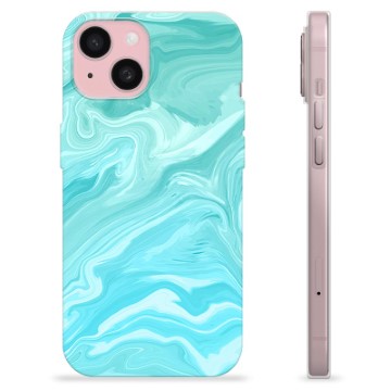iPhone 15 TPU Cover - Blå Marmor