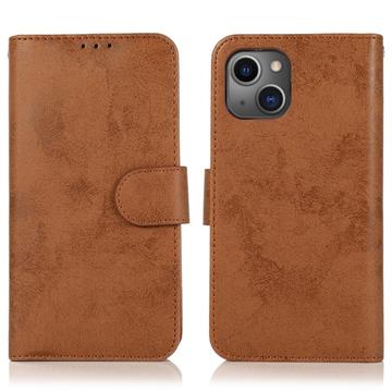 iPhone 15 Vintage 2-i-1-pungetui med aftageligt låg - brun