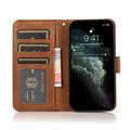 iPhone 15 Vintage 2-i-1-pungetui med aftageligt låg - brun
