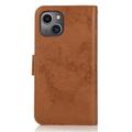 iPhone 15 Vintage 2-i-1-pungetui med aftageligt låg - brun