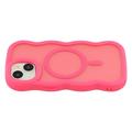 iPhone 15 Bølgekant magnetisk hybrid cover - hot pink