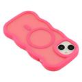 iPhone 15 Bølgekant magnetisk hybrid cover - hot pink