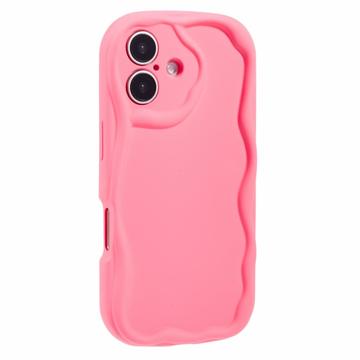 iPhone 16 Candy Color Wavy TPU Cover - Hot Pink