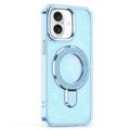 iPhone 16 Glitter Hybrid cover med kickstand - MagSafe-kompatibel - Blå