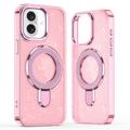 iPhone 16 Glitter Hybrid Cover med Kickstand - MagSafe-kompatibel - Pink