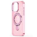 iPhone 16 Glitter Hybrid Cover med Kickstand - MagSafe-kompatibel - Pink