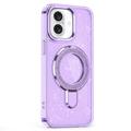 iPhone 16 Glitter Hybrid cover med kickstand - MagSafe-kompatibel - Lilla