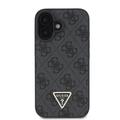 iPhone 16 Guess 4G Strass Triangle Metal Logo Cover med Crossbody Rem - Sort
