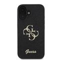 iPhone 16 Guess Fixed Glitter 4G Metal Logo Cover - Sort