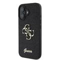 iPhone 16 Guess Fixed Glitter 4G Metal Logo Cover - Sort