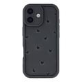 iPhone 16 stødsikkert TPU-cover med hjertemønster og forhøjede kanter
