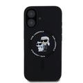 iPhone 16 Karl Lagerfeld Karl and Choupette MagSafe Cover i flydende silikone - Sort