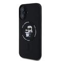 iPhone 16 Karl Lagerfeld Karl and Choupette MagSafe Cover i flydende silikone - Sort