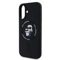 iPhone 16 Karl Lagerfeld Karl and Choupette MagSafe Cover i flydende silikone - Sort