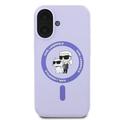 iPhone 16 Karl Lagerfeld Karl and Choupette MagSafe cover i flydende silikone - Lilla
