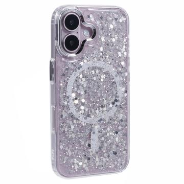 iPhone 16 MagSafe-kompatibel Glitter Pailletter Epoxy Cover - Hvid