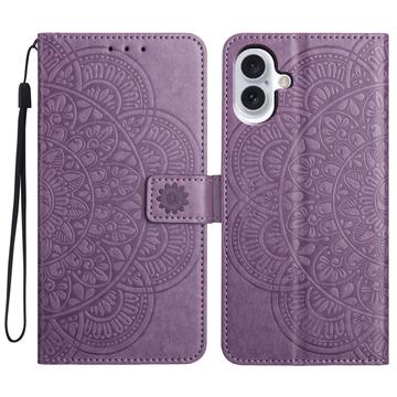 iPhone 16 Mandala Series Etui med Pung - Lilla