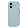 iPhone 16 Plus Candy Color Wavy TPU Cover - babyblå