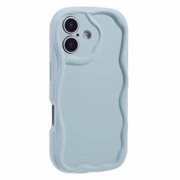 iPhone 16 Plus Candy Color Wavy TPU Cover - babyblå