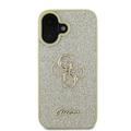 iPhone 16 Plus Guess Fixed Glitter 4G Metal Logo Cover - Guld