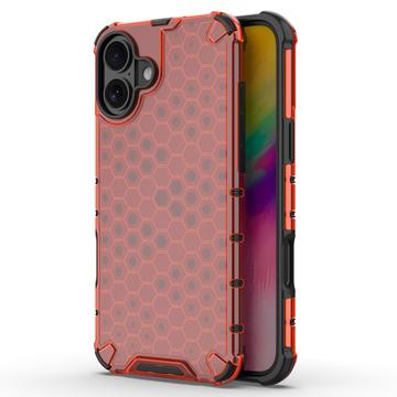 iPhone 16 Plus Honeycomb Armored Hybrid Cover - Rød
