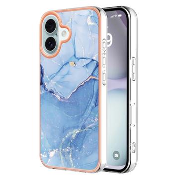 iPhone 16 Plus Marmormønster Galvaniseret IMD TPU Cover