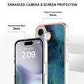 iPhone 16 Plus Marmormønster Galvaniseret IMD TPU Cover - Grøn
