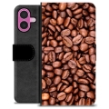 iPhone 16 Plus Premium Flip Cover med Pung - Kaffebønner
