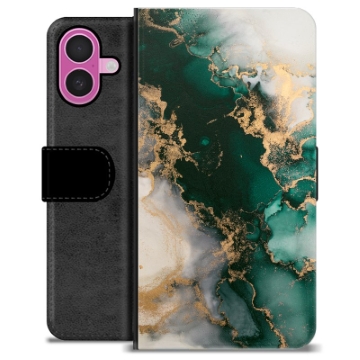 iPhone 16 Plus Premium Flip Cover med Pung - Jade Marmor