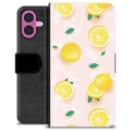 iPhone 16 Plus Premium Flip Cover med Pung - Citron Mønster