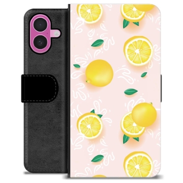 iPhone 16 Plus Premium Flip Cover med Pung - Citron Mønster