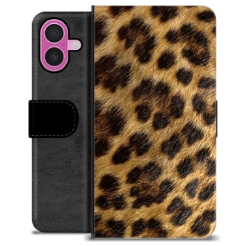 iPhone 16 Plus Premium Flip Cover med Pung - Leopard