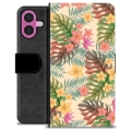 iPhone 16 Plus Premium Flip Cover med Pung - Lyserøde Blomster