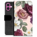 iPhone 16 Plus Premium Flip Cover med Pung - Romantiske Blomster