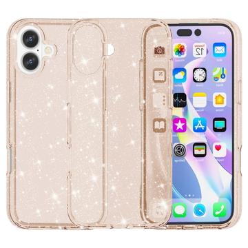 iPhone 16 Plus Stylish Glitter Series Hybrid Cover - Guld