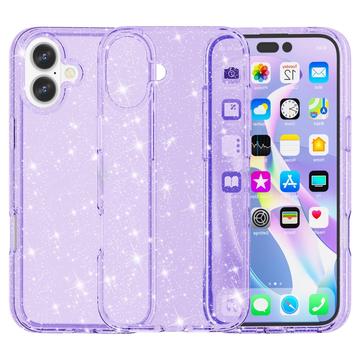 iPhone 16 Plus Stylish Glitter Series Hybrid Cover - Lilla