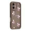 iPhone 16 Plus Stilfuldt stødsikkert TPU cover med forhøjede kanter - Brun / Sløjfe