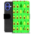 iPhone 16 Premium Flip Cover med Pung - Avocadomønster
