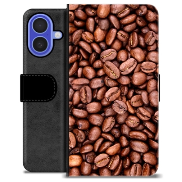 iPhone 16 Premium Flip Cover med Pung - Kaffebønner