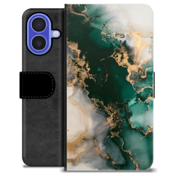 iPhone 16 Premium Flip Cover med Pung - Jade Marmor