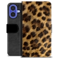 iPhone 16 Premium Flip Cover med Pung - Leopard