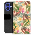 iPhone 16 Premium Flip Cover med Pung - Lyserøde Blomster