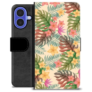 iPhone 16 Premium Flip Cover med Pung - Lyserøde Blomster