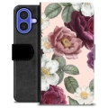 iPhone 16 Premium Flip Cover med Pung - Romantiske Blomster
