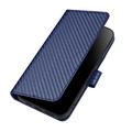 iPhone 16 Premium Wallet-etui med rem - kulfiberstruktur - Kulstofblå