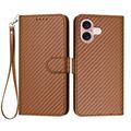 iPhone 16 Premium Wallet-etui med rem - kulfiberstruktur