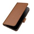 iPhone 16 Premium Wallet-etui med rem - kulfiberstruktur - Kulstofkaffe
