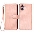 iPhone 16 Premium Wallet-etui med rem - kulfiberstruktur